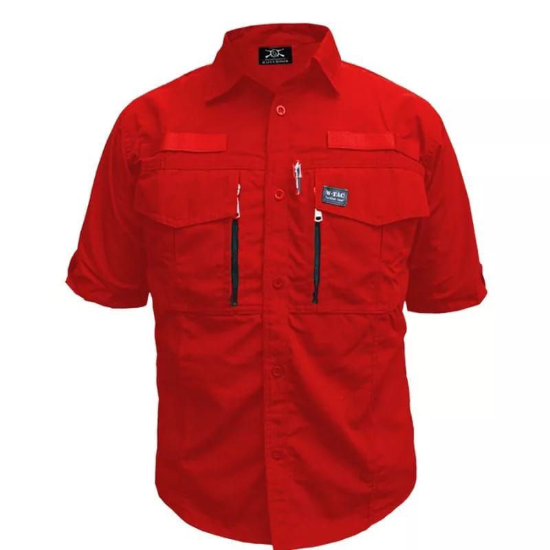 KEMEJA TACTICAL W_TAC PRIA MERAH TANGAN PENDEK TERBARU