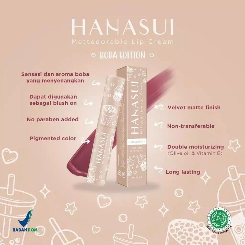 Hanasui Mattedorable Lip Cream Boba Edition | Hanasui Lip Cream Boba | Hanasui Lip Cream