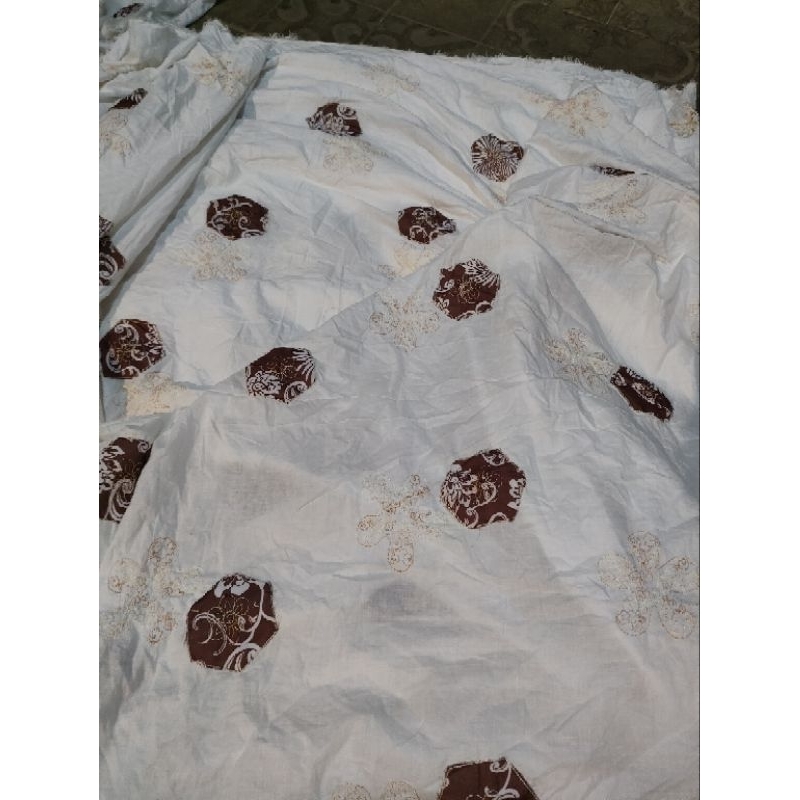 Bahan Kain Katun Bordir Benang Paris Premium Halus meteran