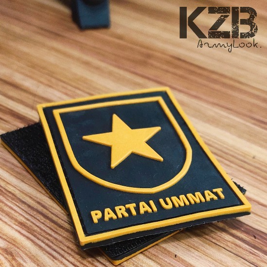 Patch Rubber Velcro-Emblem Karet PARTAI UMMAT