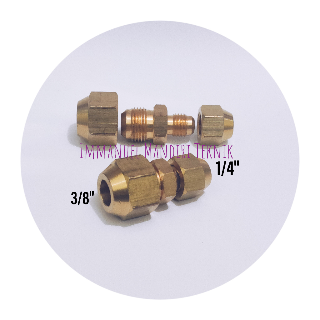 Double nepel AC 3/8 x 1/4 / Reducer nepel pipa AC 3/8 x 1/4 - set