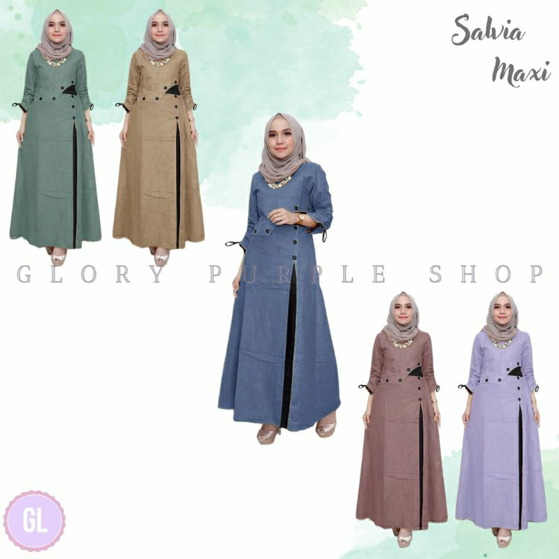 SALVIA MAXI Dress Maxi Muslim Wanita - L XL XXL 3XL
