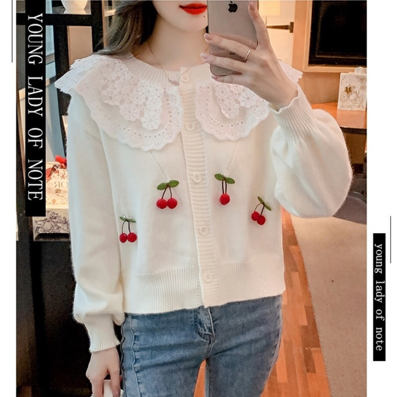 Cardigan Knit Sweet Flowers