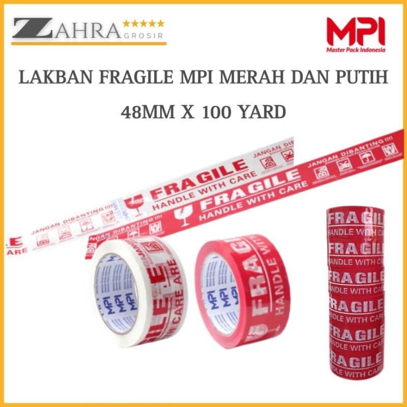 

Lakban Packing Fragile MPI Original Merah dan Putih 48mm x 100 Yard
