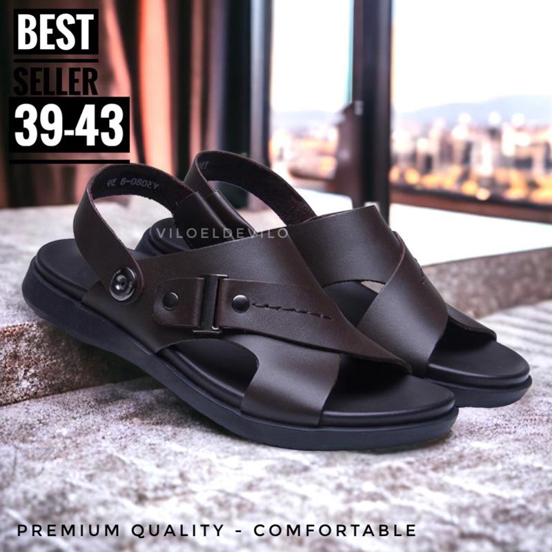 Sandal Pria Slide Sandal Kulit Terbaru