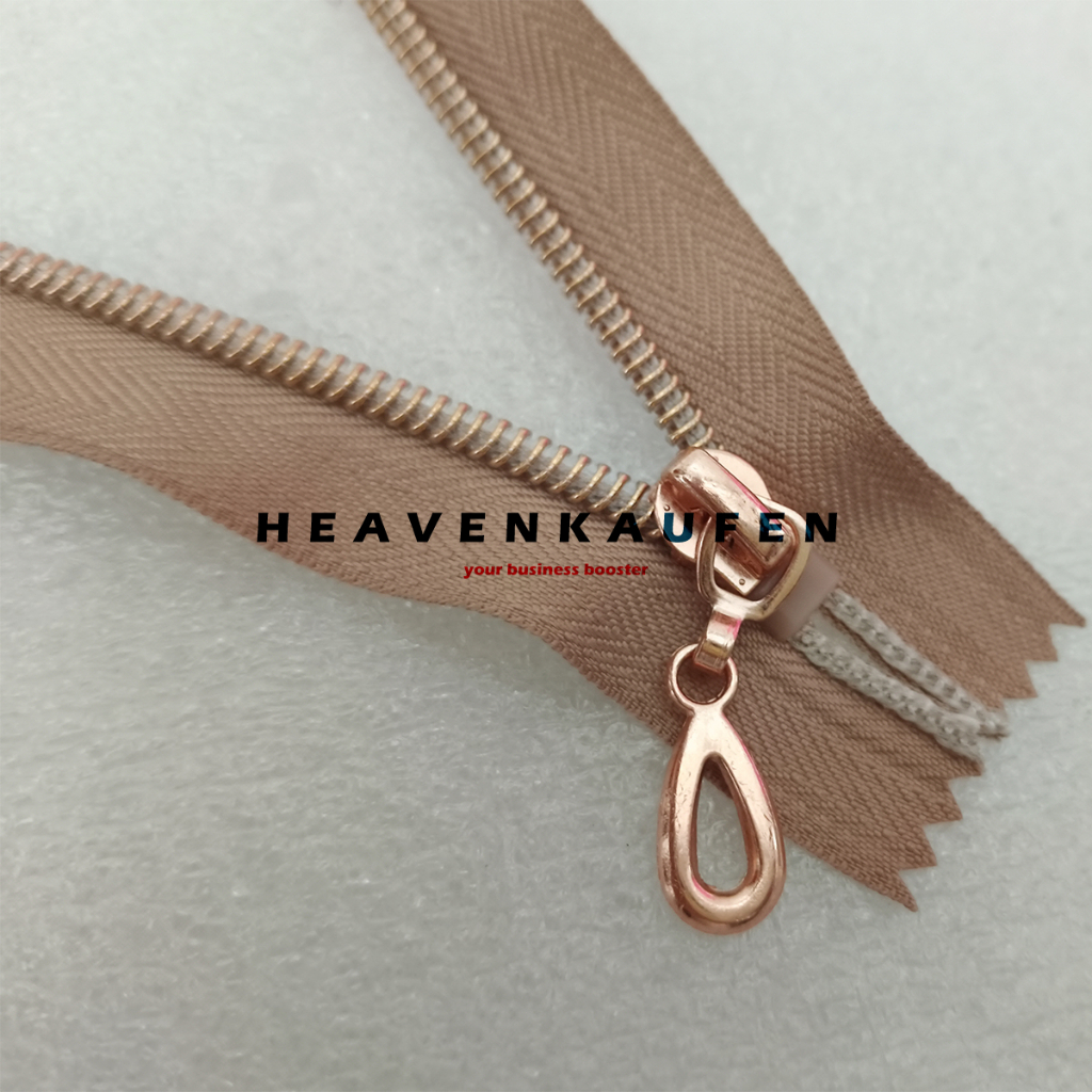 Resleting Zipper Ritsleting 25 cm Cream - Rose Gold Type Gigi Halus Coil Set Close-End