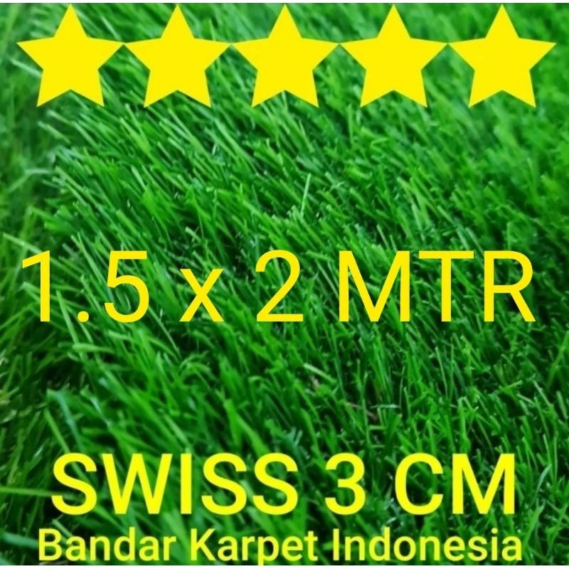 Rumput Sintetis Swiss Premium TEBAL 3 CM uk 1.5x2 M  99.9% TERLIHAT ASLI