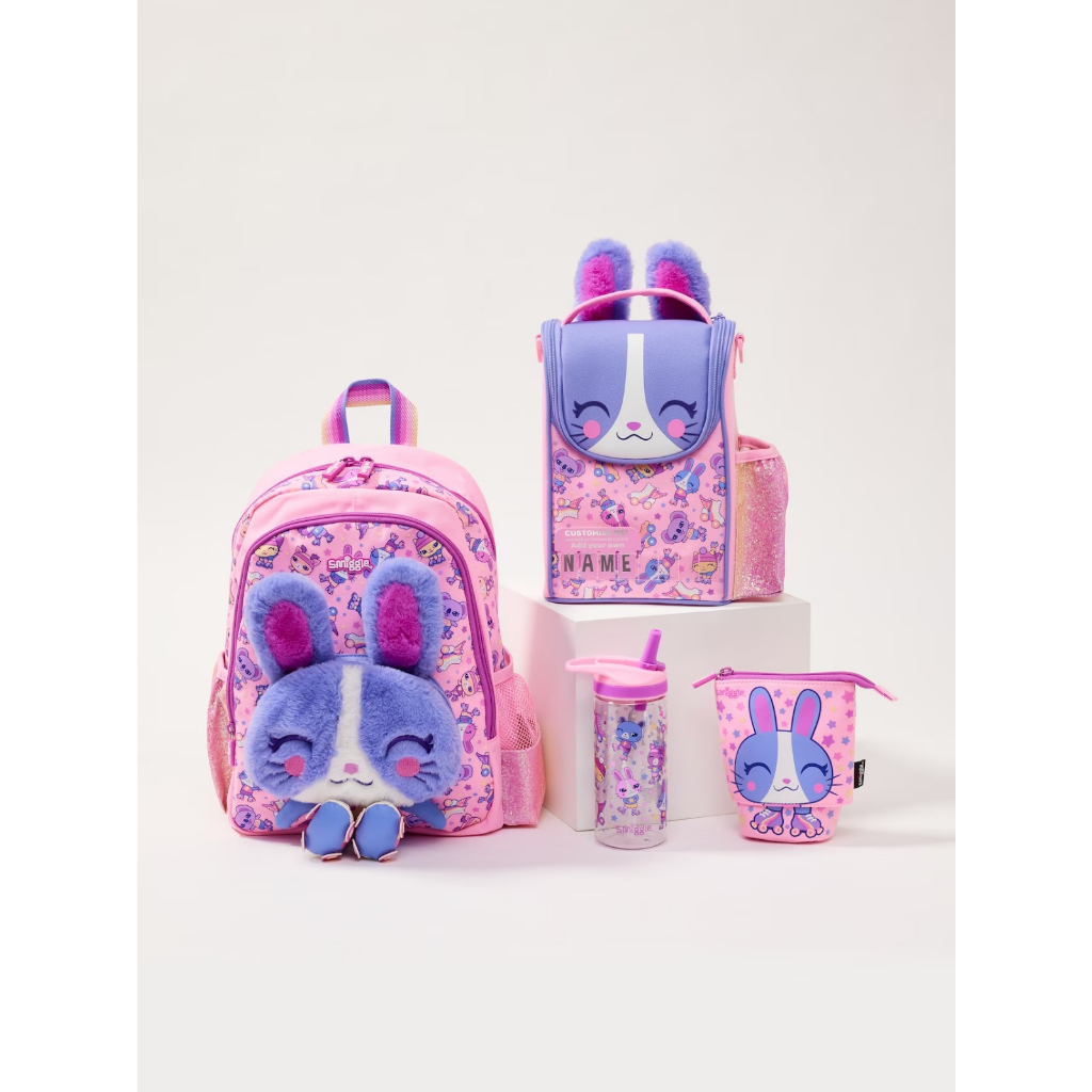 Smiggle Movin Junior Backpack Lunchbag Bunny Pink Purple