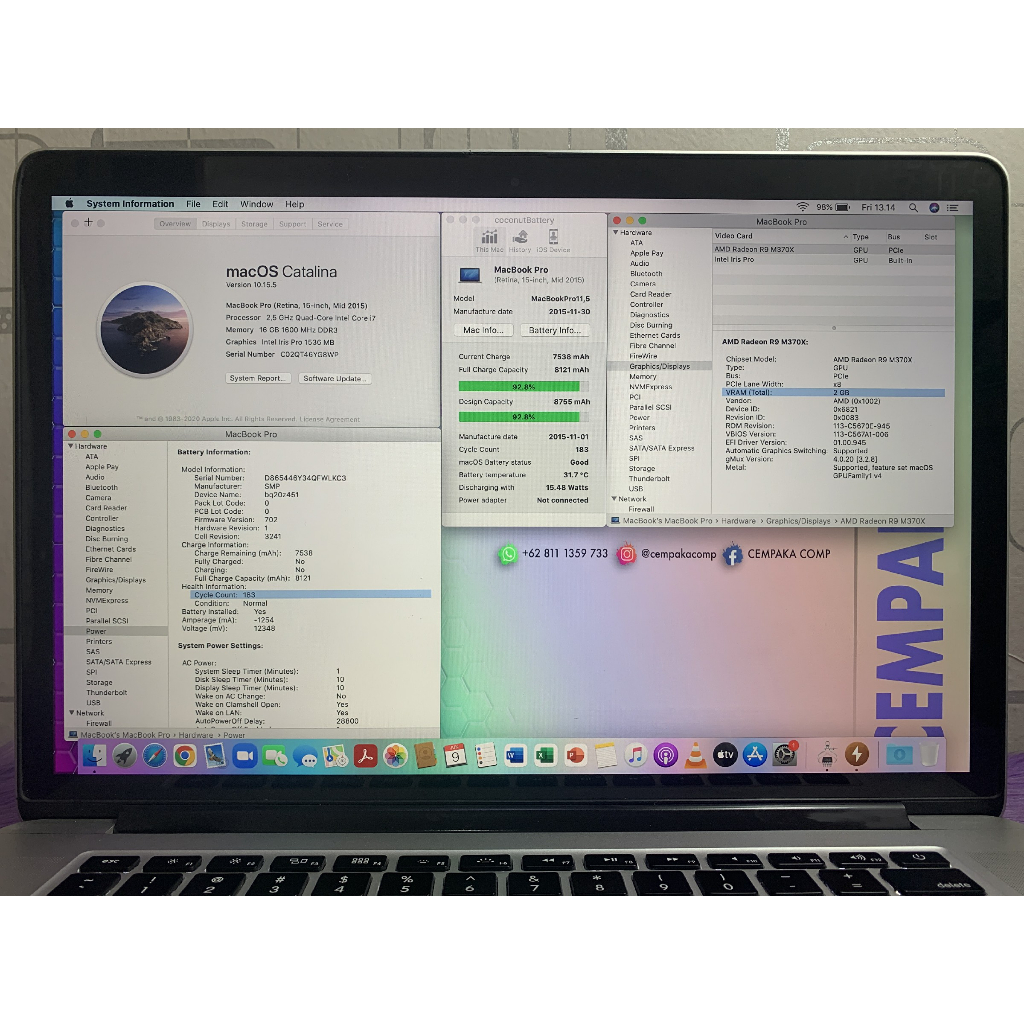 MacBook Pro Retina 2015 15in Core i7 16GB SSD 512GB