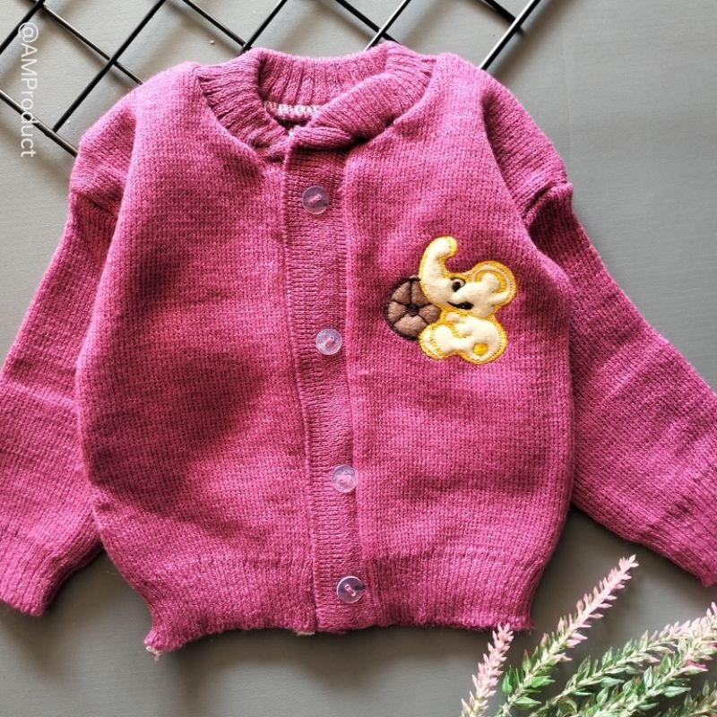 sweater jaket rajut bayi 0-6 bulan