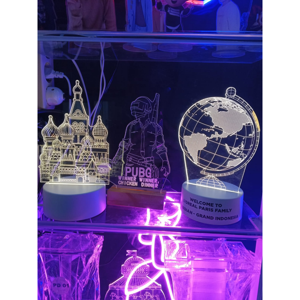 Lampu Meja LED - Lampu Hias Acrylic 3D