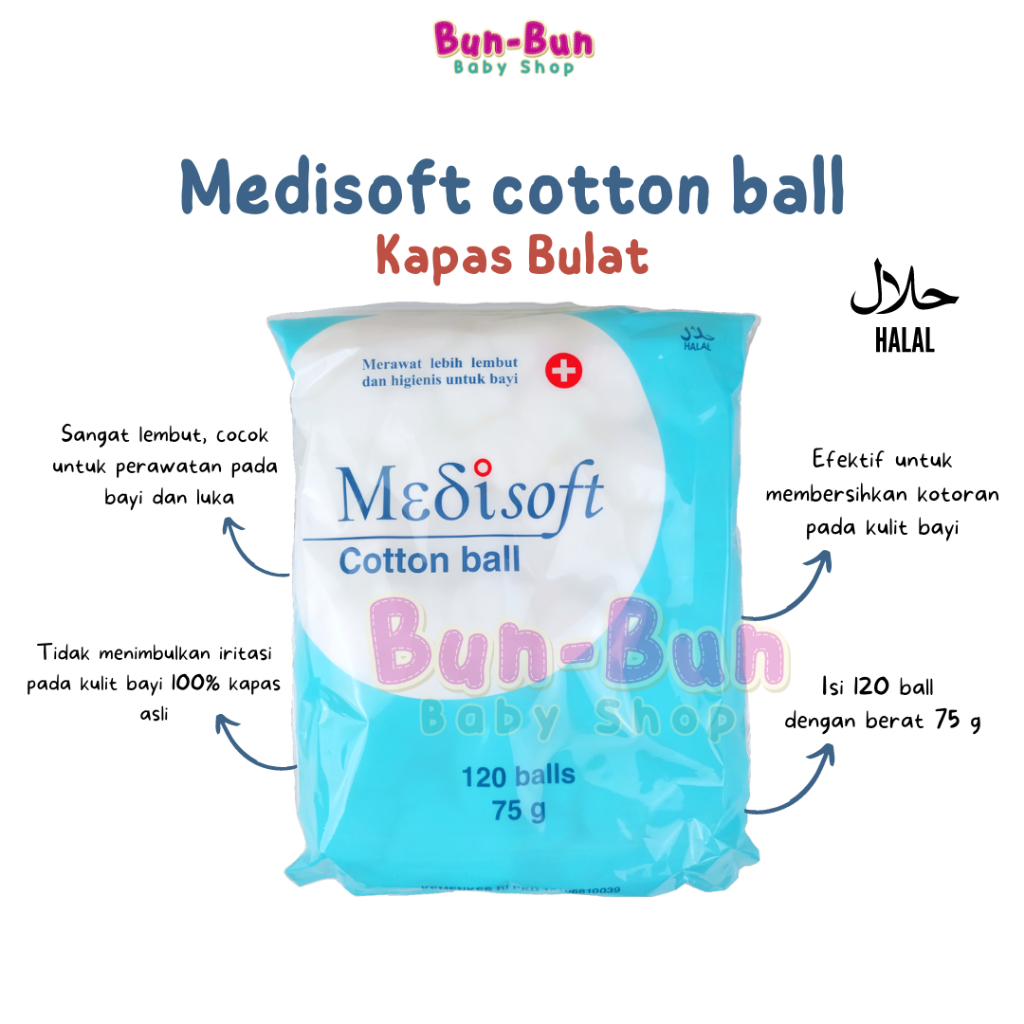 Cotton Ball Bayi Medisoft Murah Lembut Perlengkapan Mandi Baby Newborn Baru Lahir Kapas Bola Bulat