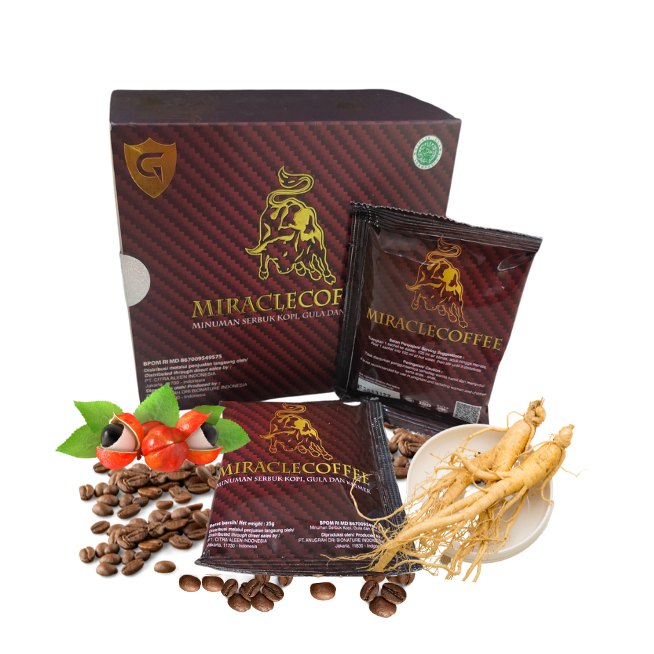 

- Kopi Miracle Gold 1 Box isi 10 Sachet Kopi Kesehatan Kopi Kuat Perkassa Stamina Kuat Sampe Pagi - Bisa COD - Bisa Bayar Ditempat.