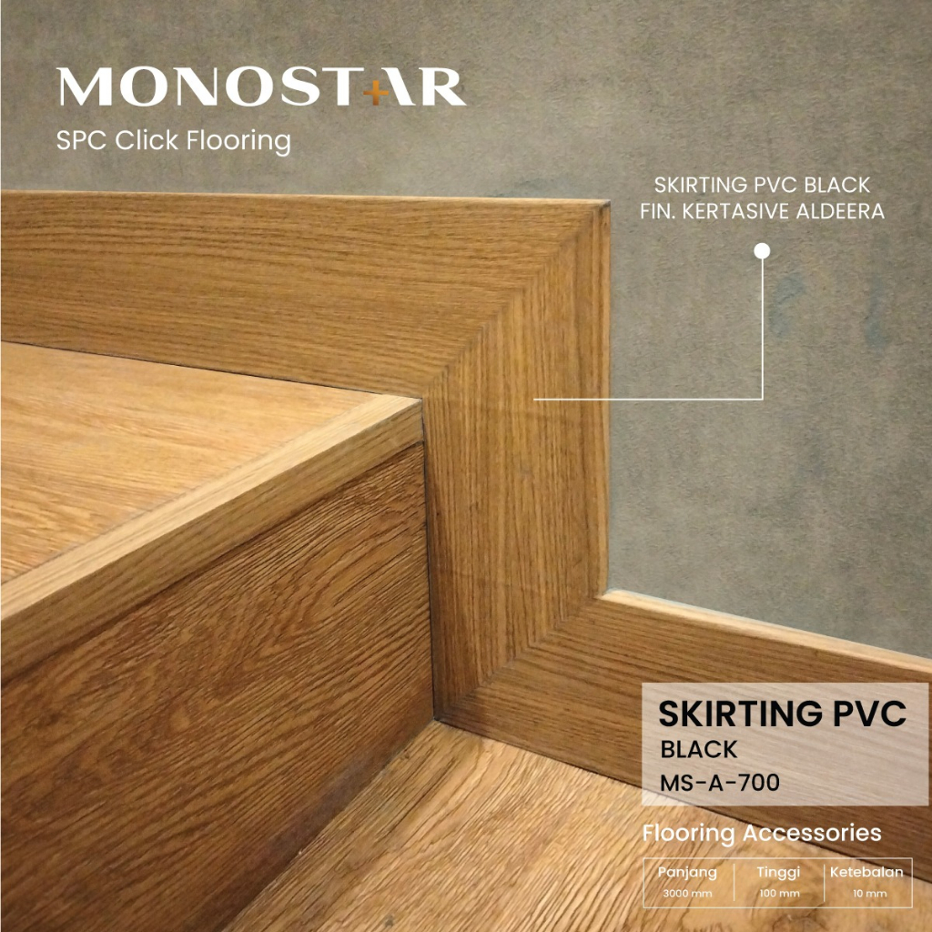 PLINT HITAM POLOS/SKIRTING BLACK PVC MONOSTAR AKSESORIS LIST LANTAI3M