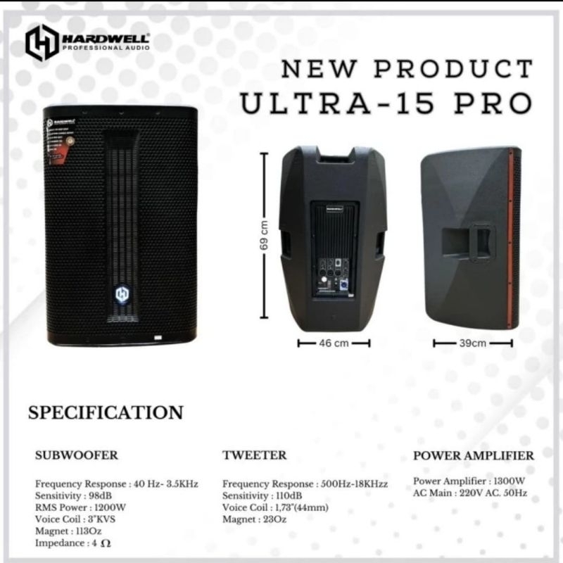 Speaker Aktif Hardwell Ultra 15 Pro Original Active HARDWELL ULTRA 15PRO 15 inch