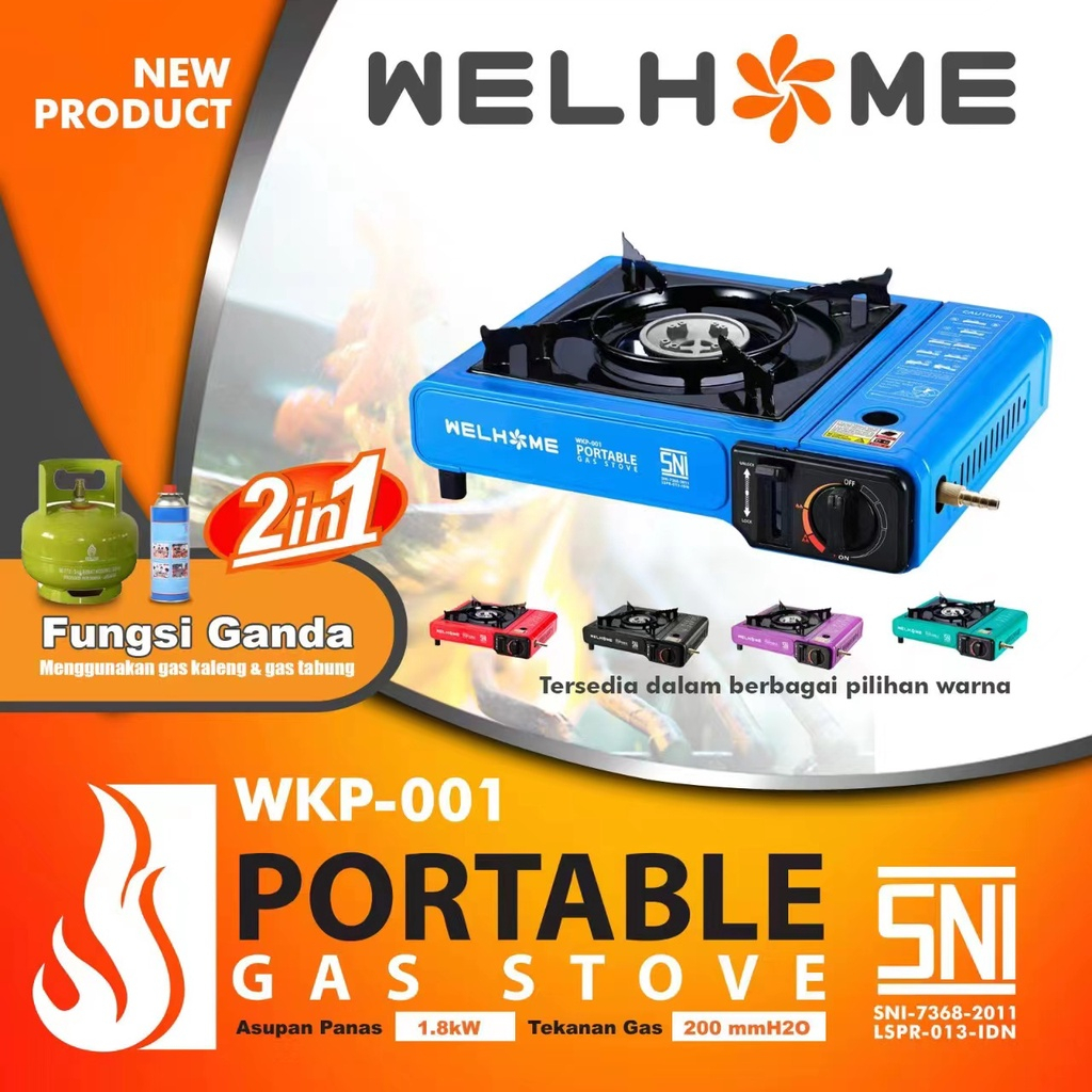 Kompor Portable Welhome 2in1/ Portable Gas Stove Welhome WKP 001 ( Bisa Gas Butane dan Gas LPG)