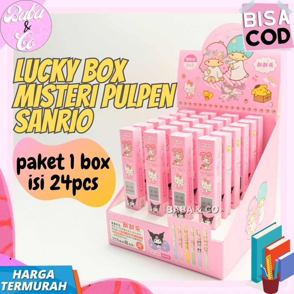 

1 SET 24 Box PULPEN SANRIO MISTERI LUCKY BOX UNIK LUCU PEN SANRIO COD PULPEN BLID BOX LUXKY SANRIO UNIK PEN SANRIO MISTERY