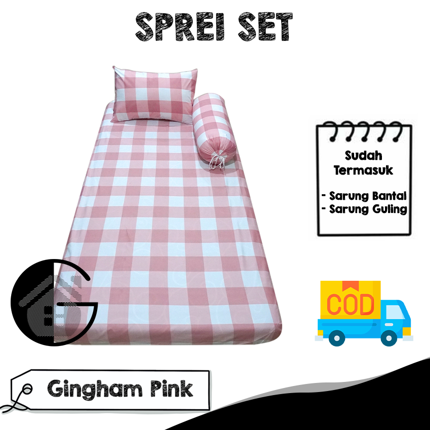 SPREI/SEPRAI HOMEMADE MOTIF EMILY KOTAK/GRID UK 90/140/180/160/120 KOREAN STYLE AESTETHIC KATUN DISPERSE