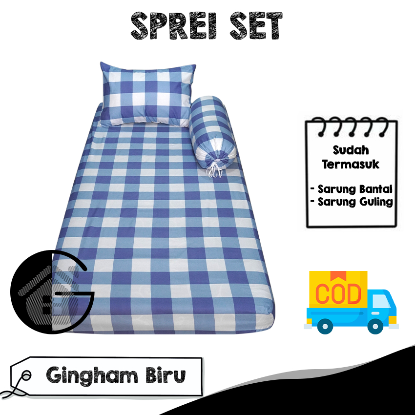 SPREI/SEPRAI HOMEMADE MOTIF EMILY KOTAK/GRID UK 90/140/180/160/120 KOREAN STYLE AESTETHIC KATUN DISPERSE