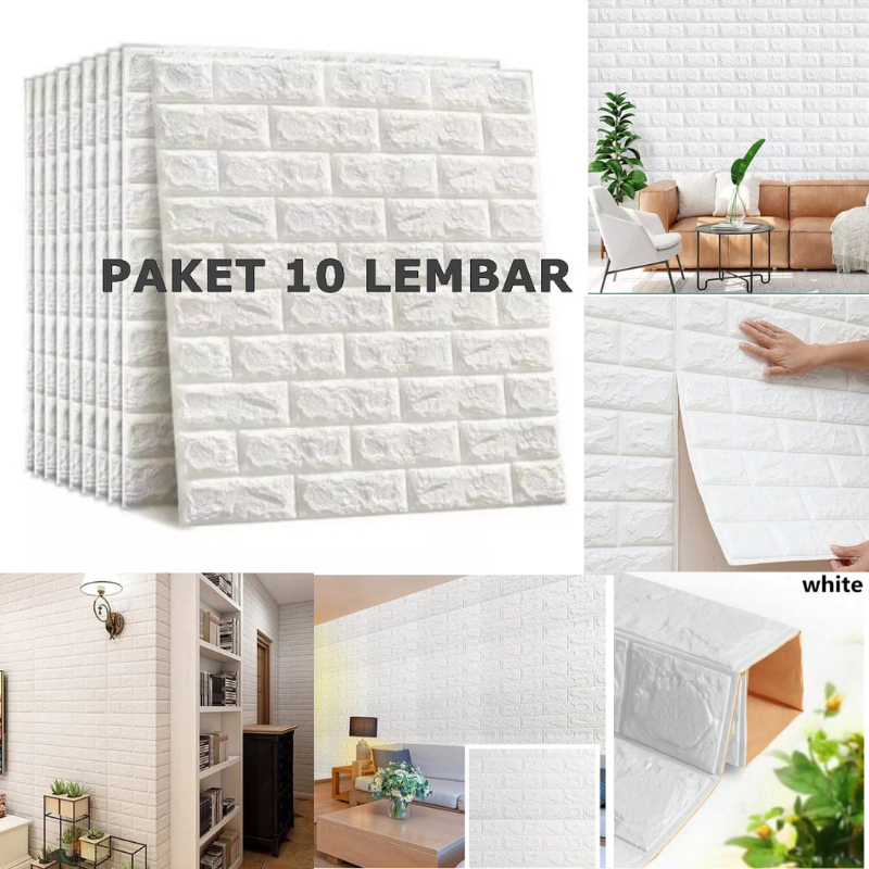 PAKET 10 LEMBAR Wallpaper 3D Modern Foam Batu Bata Wallstiker foam batu bata UKURAN 70X38 CM Wallpaper dinding -TERMURAH