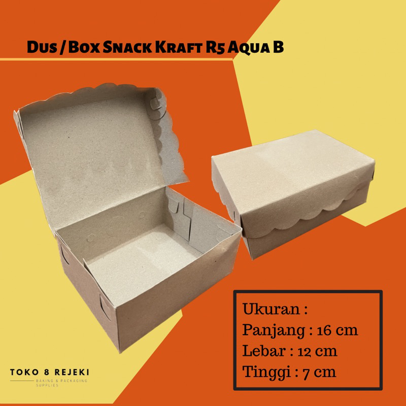 KARDUS / DUS SNACK/KUE BOX SNACK KRAFT AQUA B 100 pcs WARNA COKLAT