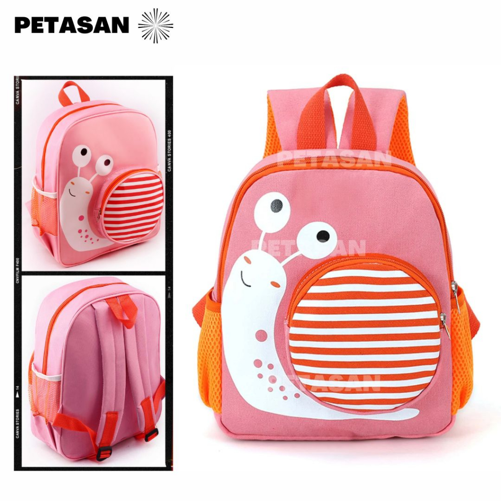 PTS RANSEL SEKOLAH ANAK 3D CUTE POCKET - STRIPE POCKET - ANIMAL SERIES SNAILS RANSEL ZEBRA - RANSEL CARTOON 3D