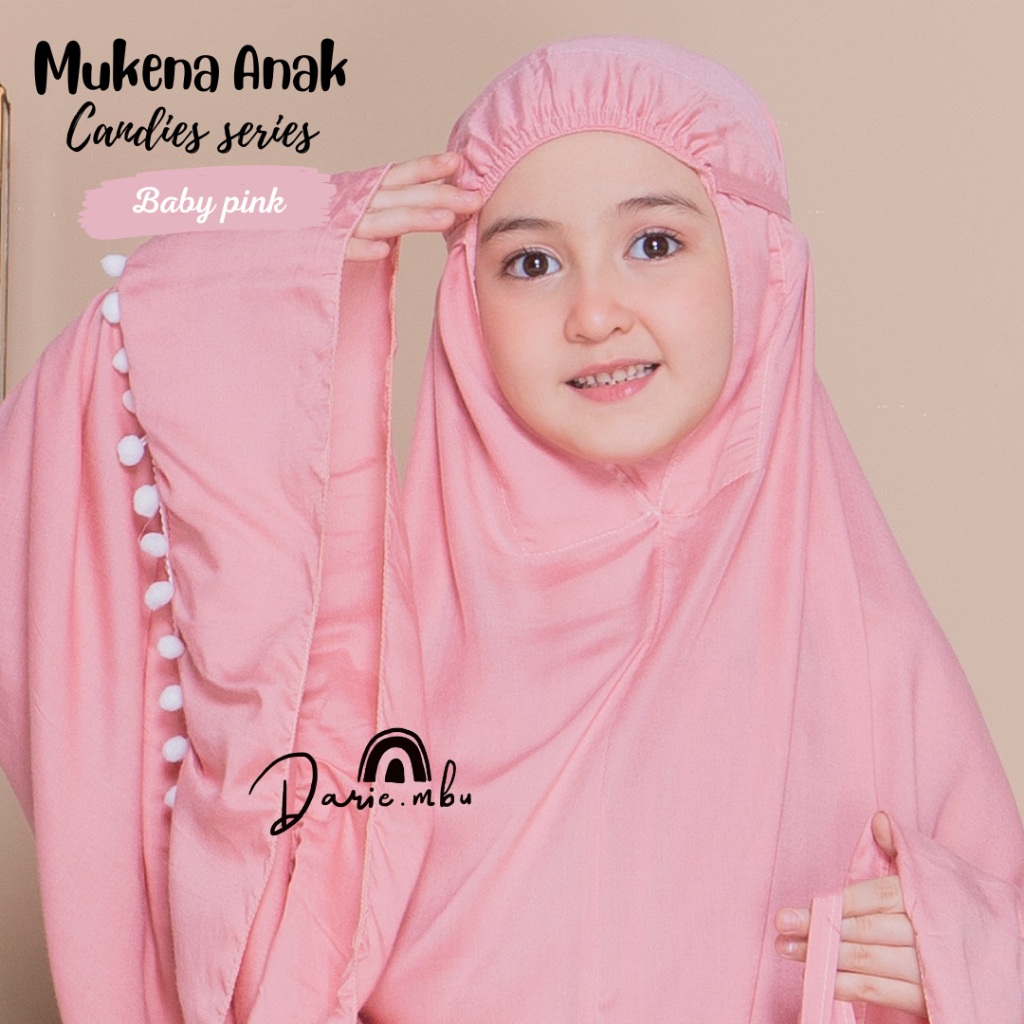 Mukena Anak Umur 1–12 Tahun Katun Rayon Premium Pompom Candies