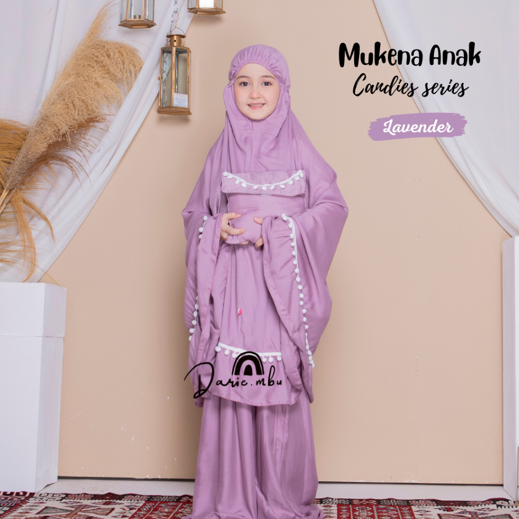 Mukena Anak Umur 1–12 Tahun Katun Rayon Premium Pompom Candies