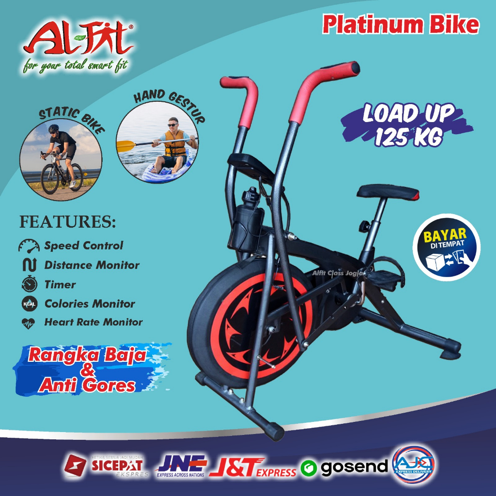 Alat Fitness Sepeda Statis Platinum Bike 2 in 1 Anti Gores Total Fitness Terapi Kaki Struk Stroke Ol