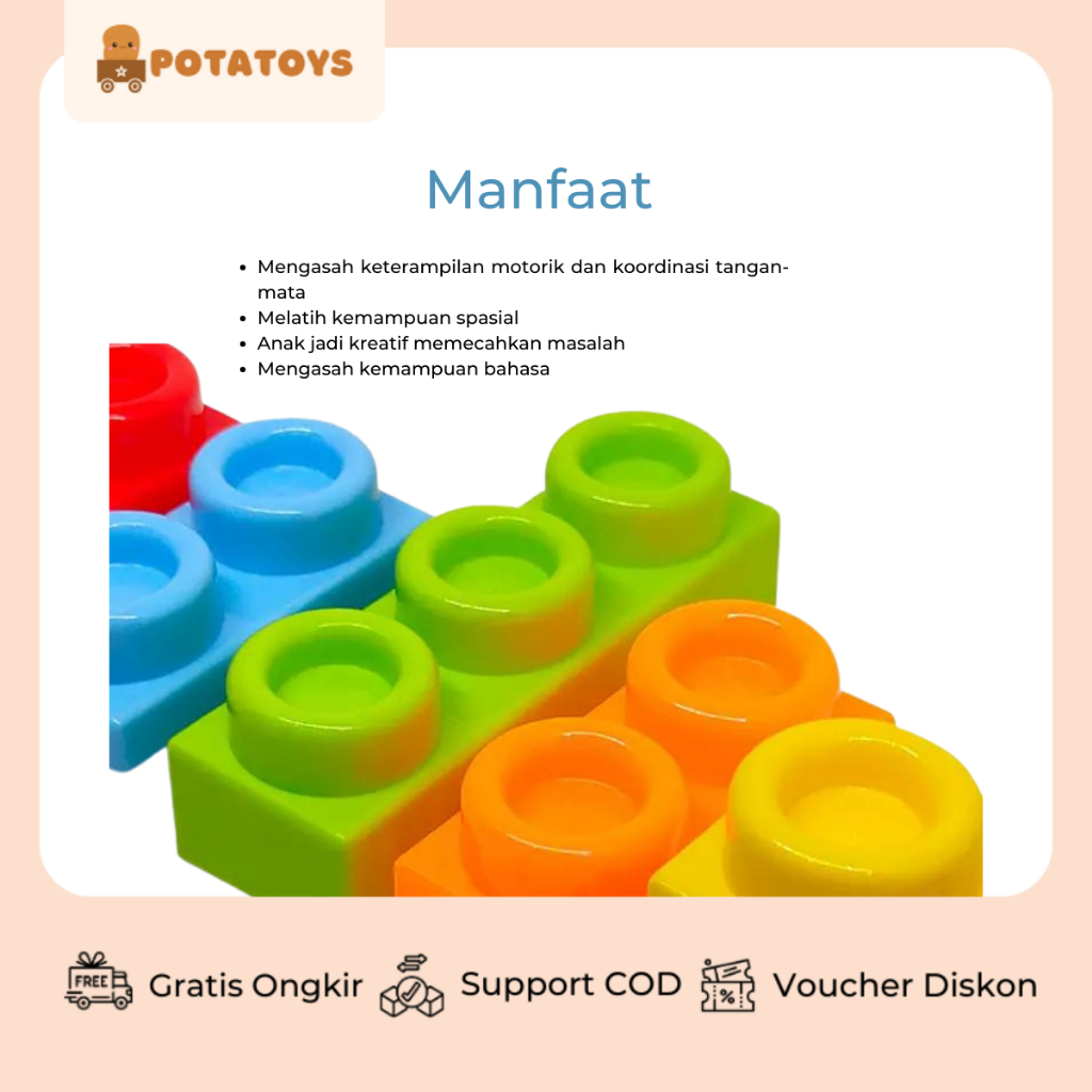 [ Potatoys ] Mainan Smart Block / Mainan Kretivitas Anak DIY Building Blocks Isi 45pcs