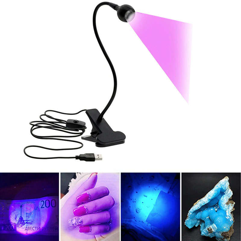 Lampu UV LED Desk Lamp Ultraviolet Nail Dryer or Cash Detector - CM1 - Black