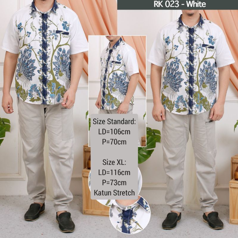 KEMEJA BATIK PRIA 023 MODERN KATUN STRETCH BAJU COWOK KERJA KANTOR