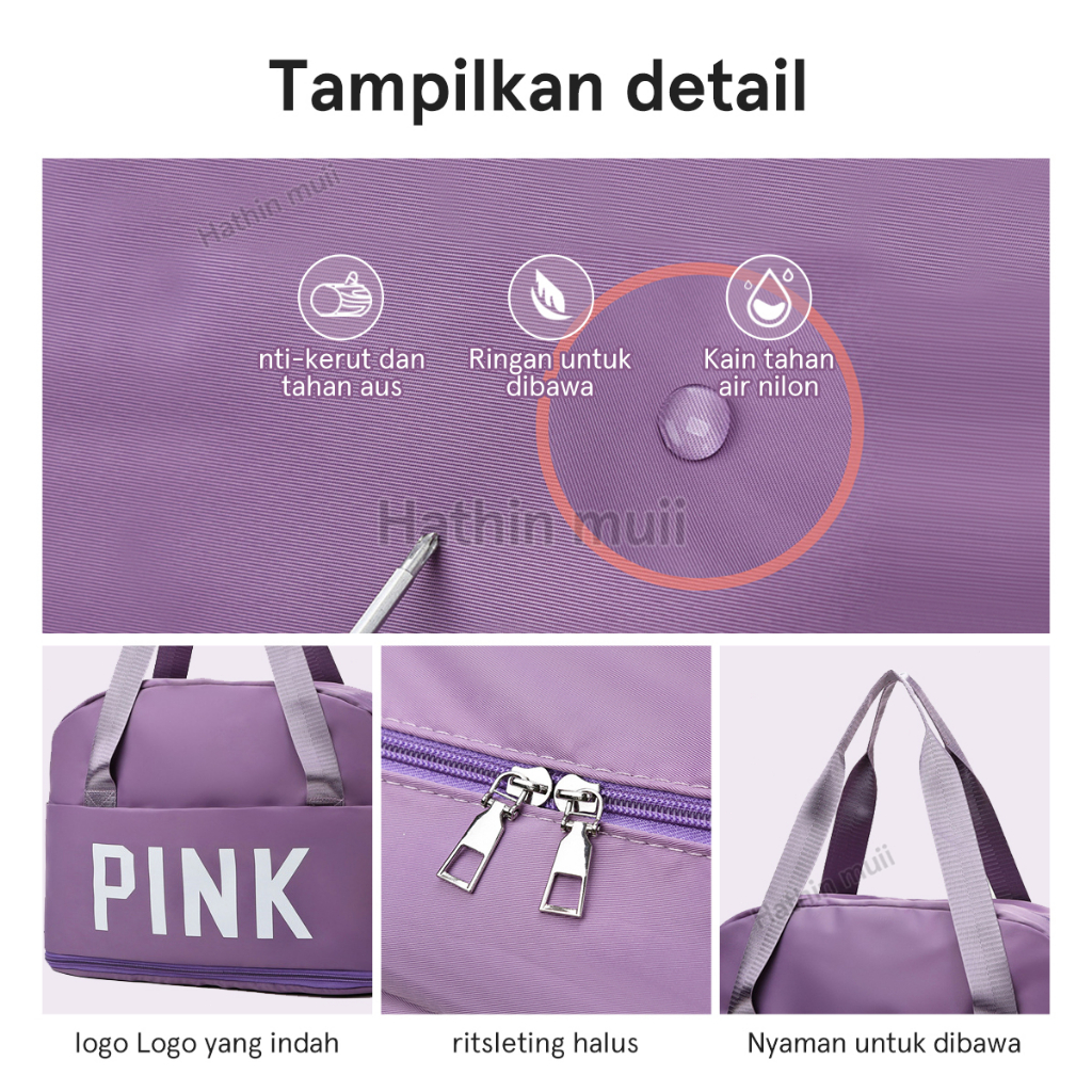 Hathin muii  Tas Travel Wanita Travel Bag Duffel  berkapasitas besar/tas kebugaran/tas olahraga/tas bahu modis/tas tahan air