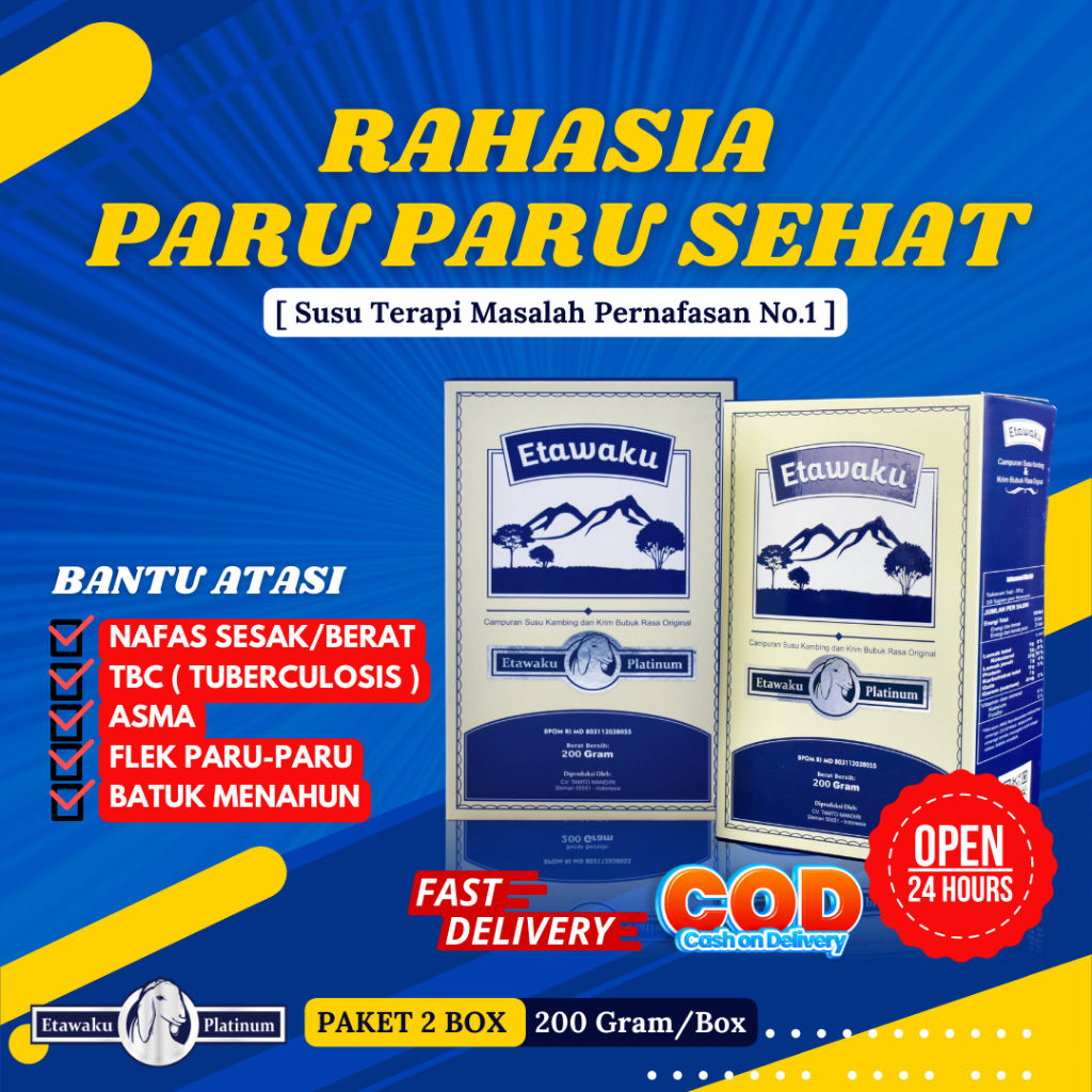 

PAKET 2 BOX ETAWAKU PLATINUM - Susu Etawa Bubuk ORIGINAL Rendah Gula Dan Tinggi Kalsium