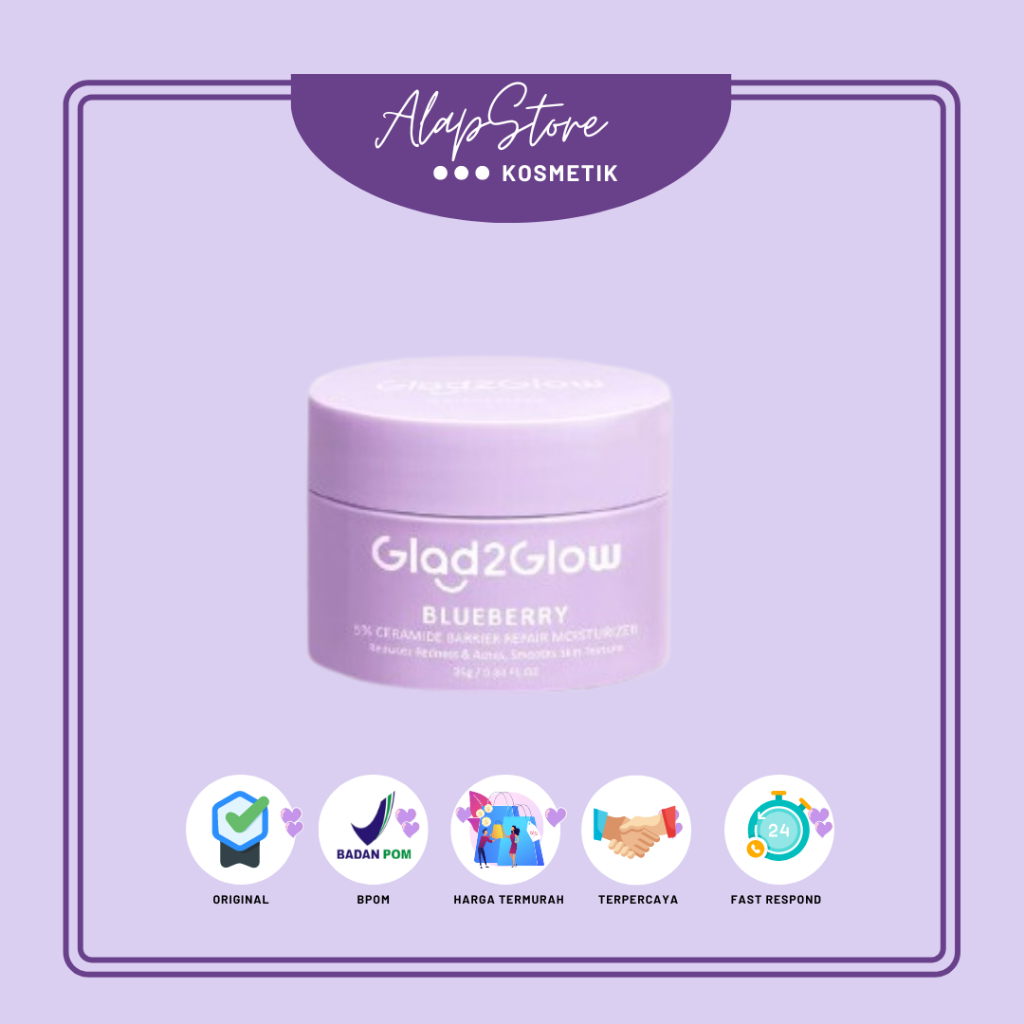 Glad2Glow Moisturizer Blueberry 5% Ceramide Barier Repair Moisturizer 25g