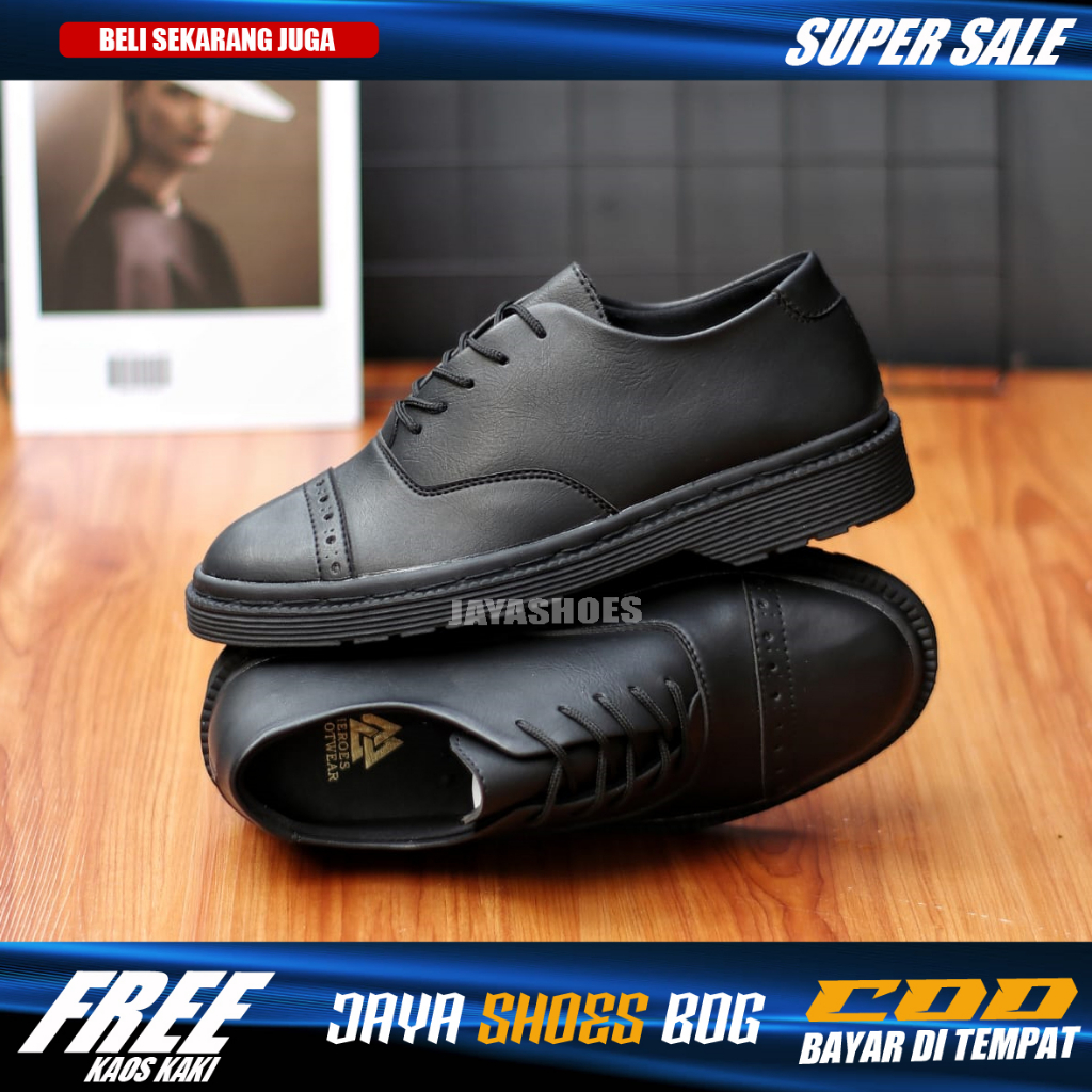 OXFORD FULL BLACK Sepatu Pantofel Formal Casual Kerja Kuliah