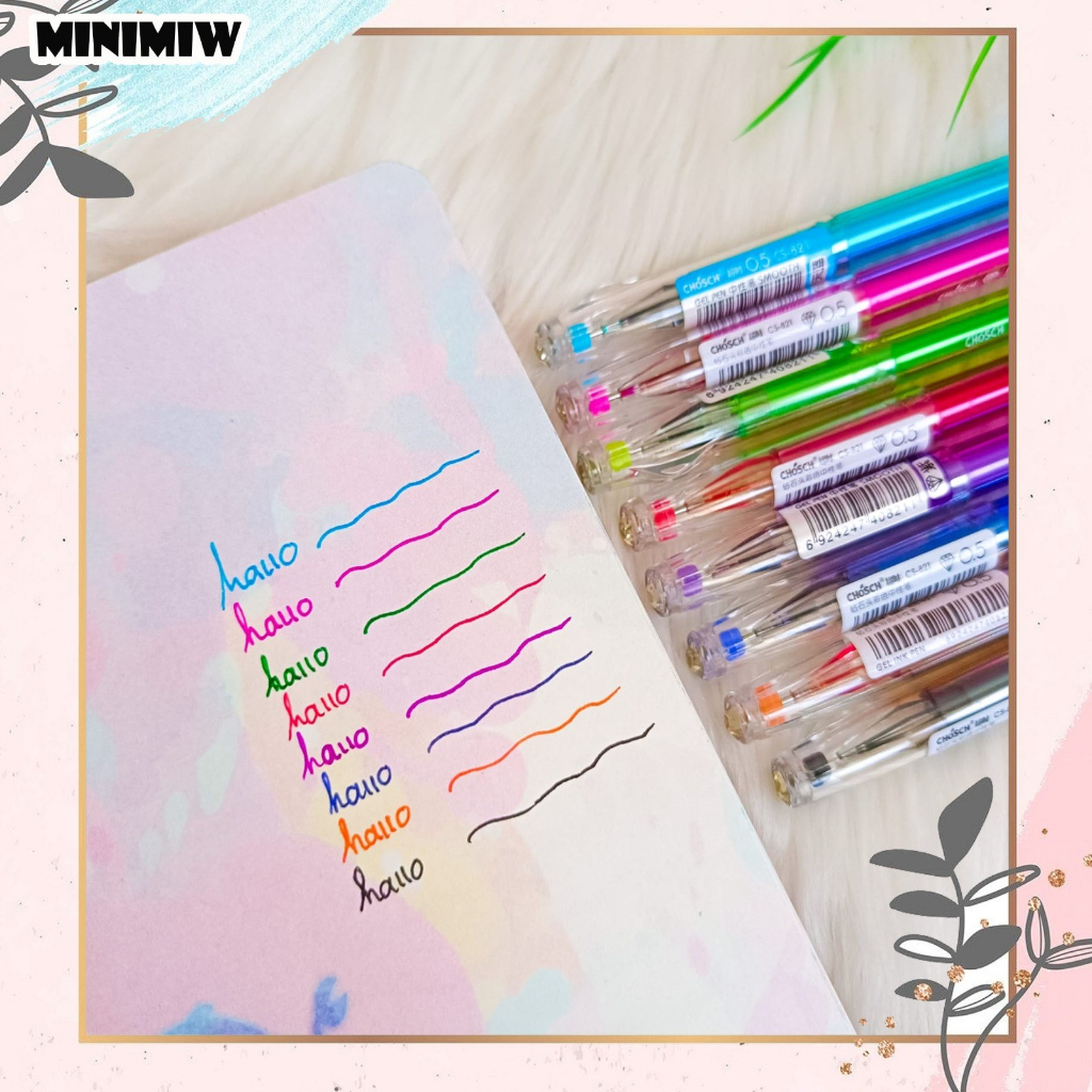 1 SET ISI 8 COLOR PEN MARBLE DIAMOND TINTA WARNA WARNI PULPEN STATIONERY PENA UNIK LUCU PASTEL