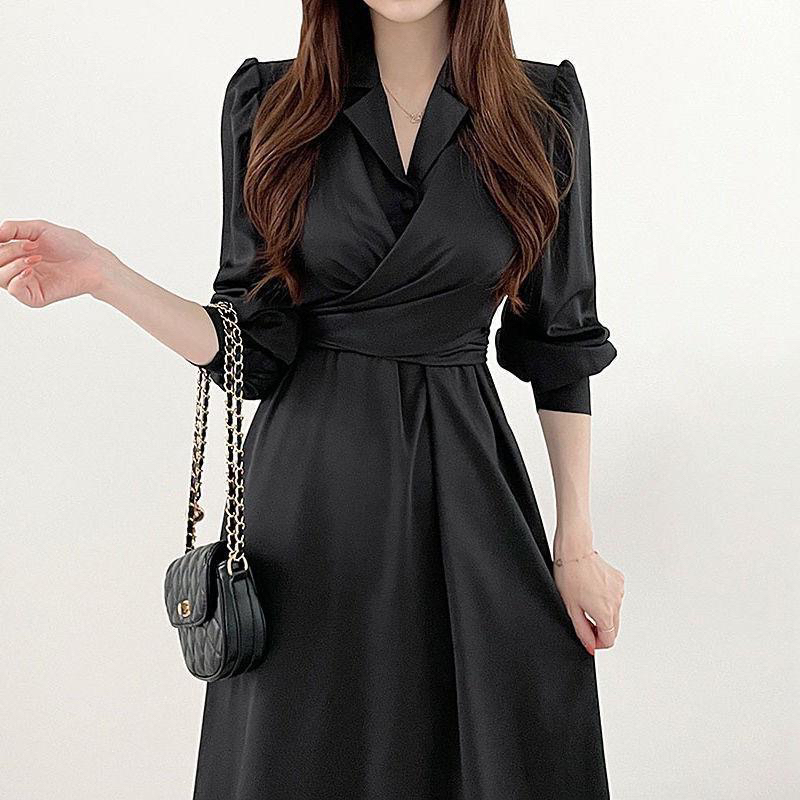 Dress Korea Musim Gugur Kerah Elegan M480