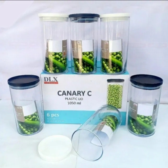 Toples Kaca Canary C Tutup Plastik 1050 ml Set 6 Pcs Glass Jar