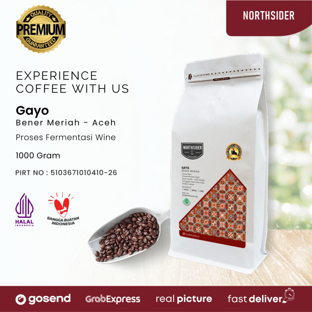 BIJI KOPI ARABIKA ACEH GAYO WINE - 1KG NORTHSIDER COFFEE