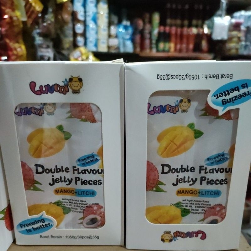 double flavour jelly pieces jeli agar aneka rasa isi 30 pcs