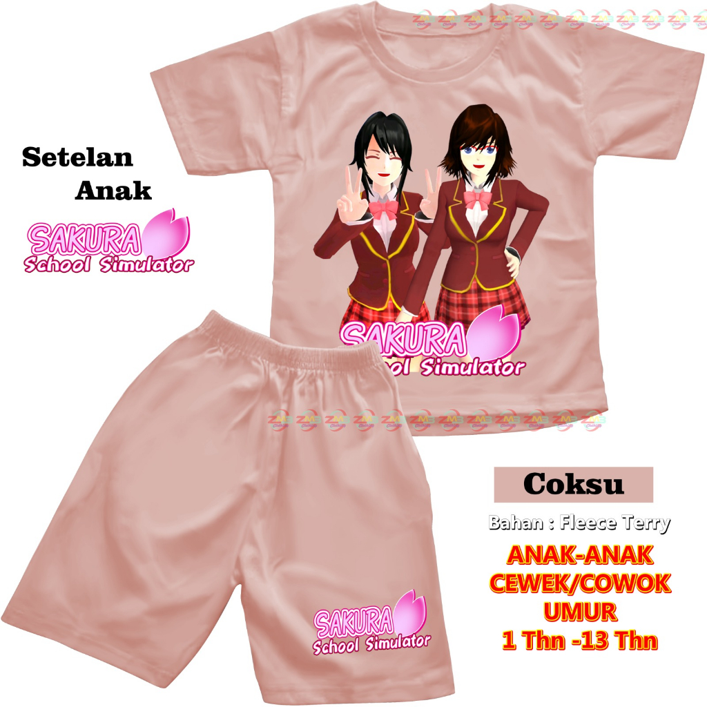 SETELAN ANAK PENDEK UNISEX CEWEK/COWOK SAKURA DIGITAL SABLON