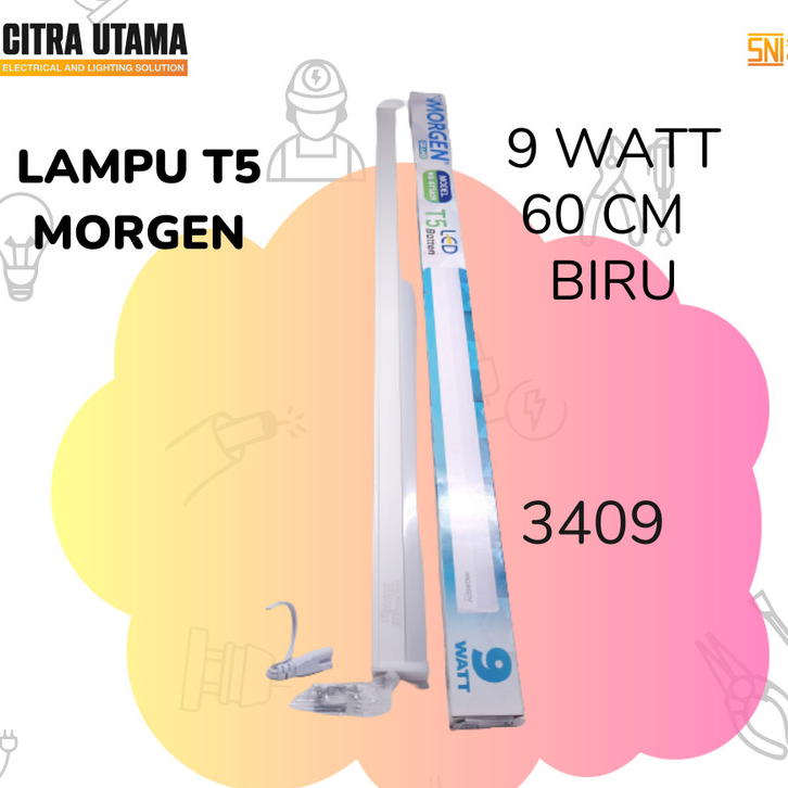 T5 MORGEN LED BIRU 9W MEREK MORGEN 1 SET K3409