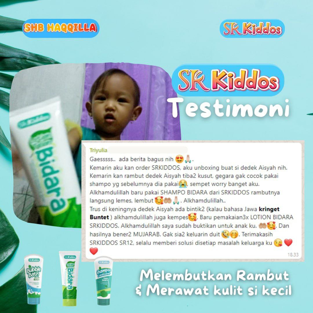 SR12 Kiddos Shampoo dan Kondisioner Daun Bidara / Shampo Bayi Tidak Pedih Dimata / Menghaluskan dan Mempercepat Pertumbuhan Rambut
