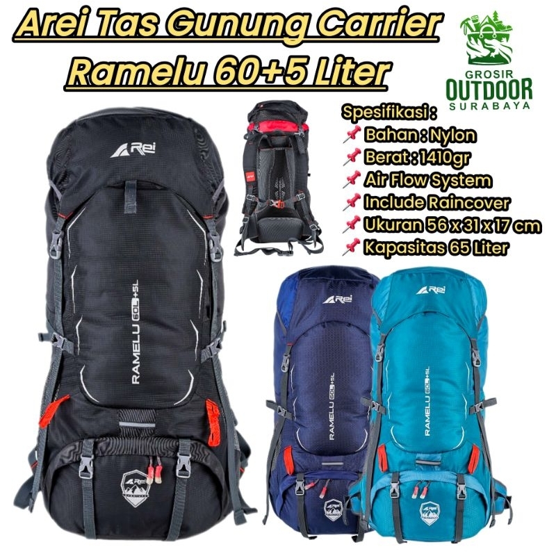 Tas Gunung Arei Ramelu 60L+5L Tas Gunung Arei Borealis 40L+5L RC Carrier Arei Borealis Original Carr