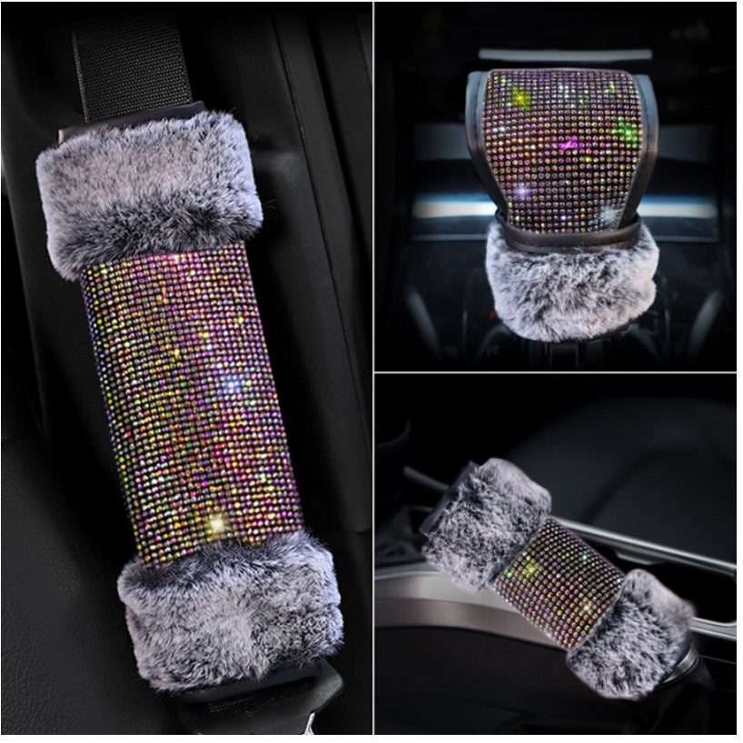Sarung Cover Handbrake Gigi Gear Safetybelt Seatbeat DAD FULL BLING BLING FEATHER Series