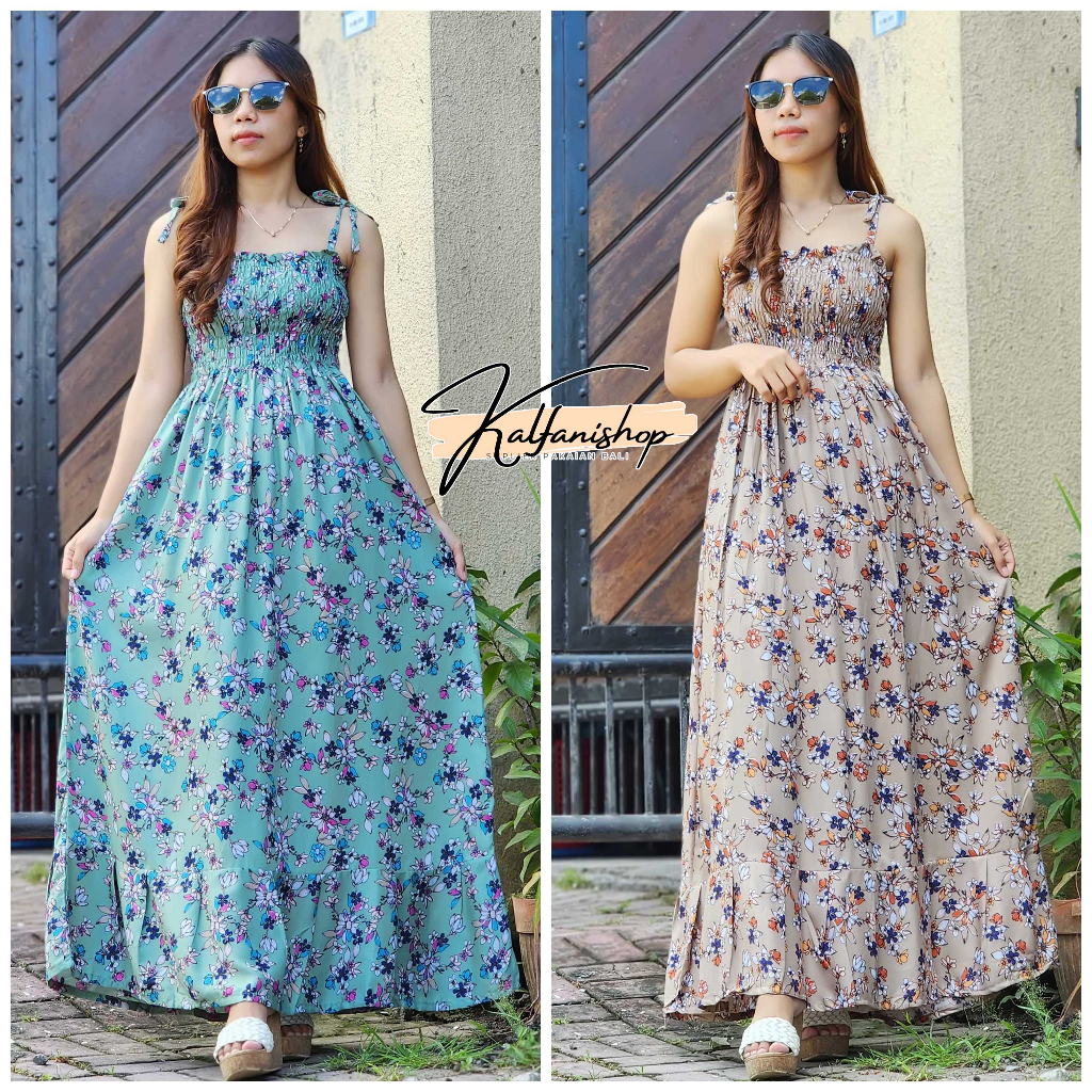 Long Dress Ayuna Kerut Tali Panjang