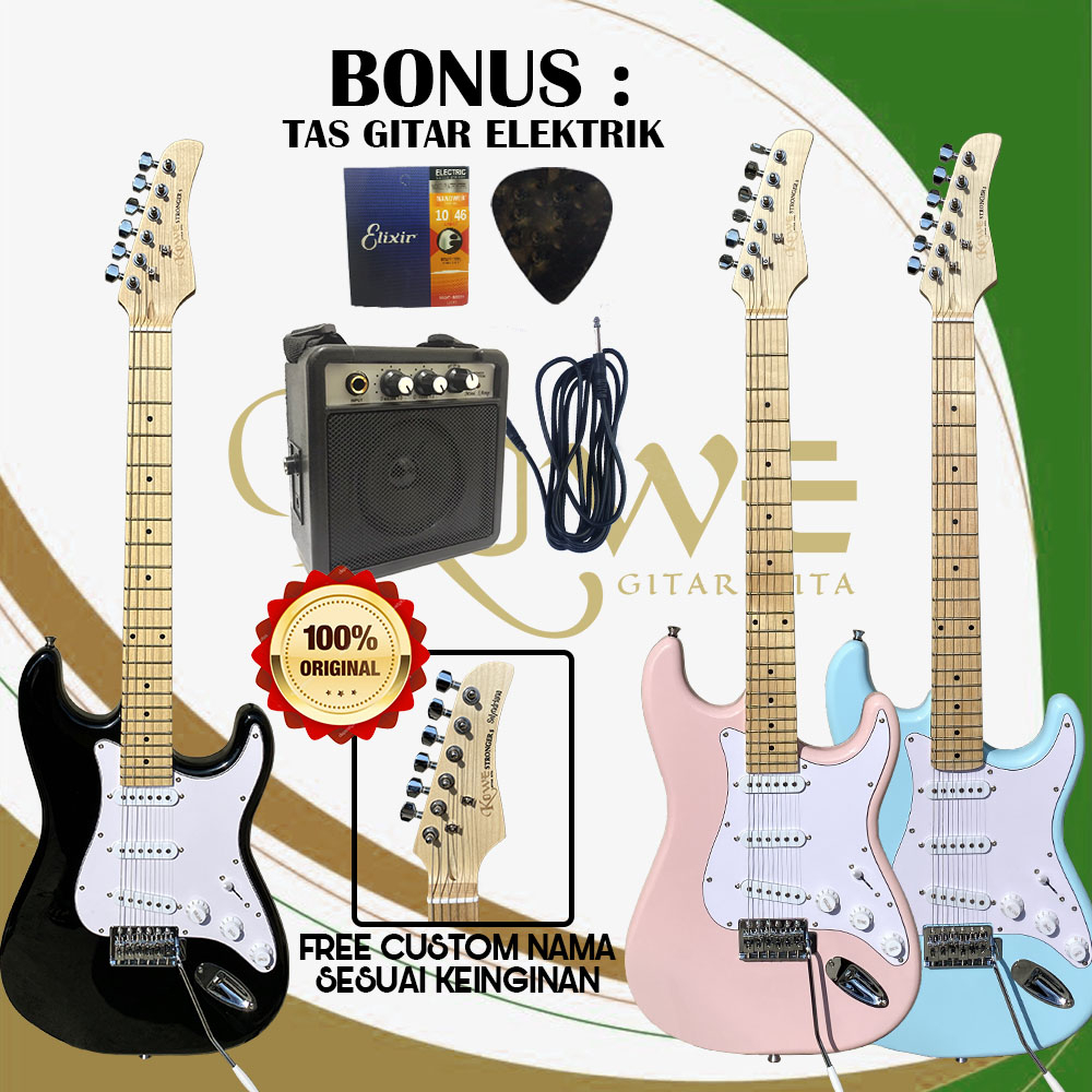 Gitar Elektrik Kowe Original 100% Seri Stronger model Strato free Ampli