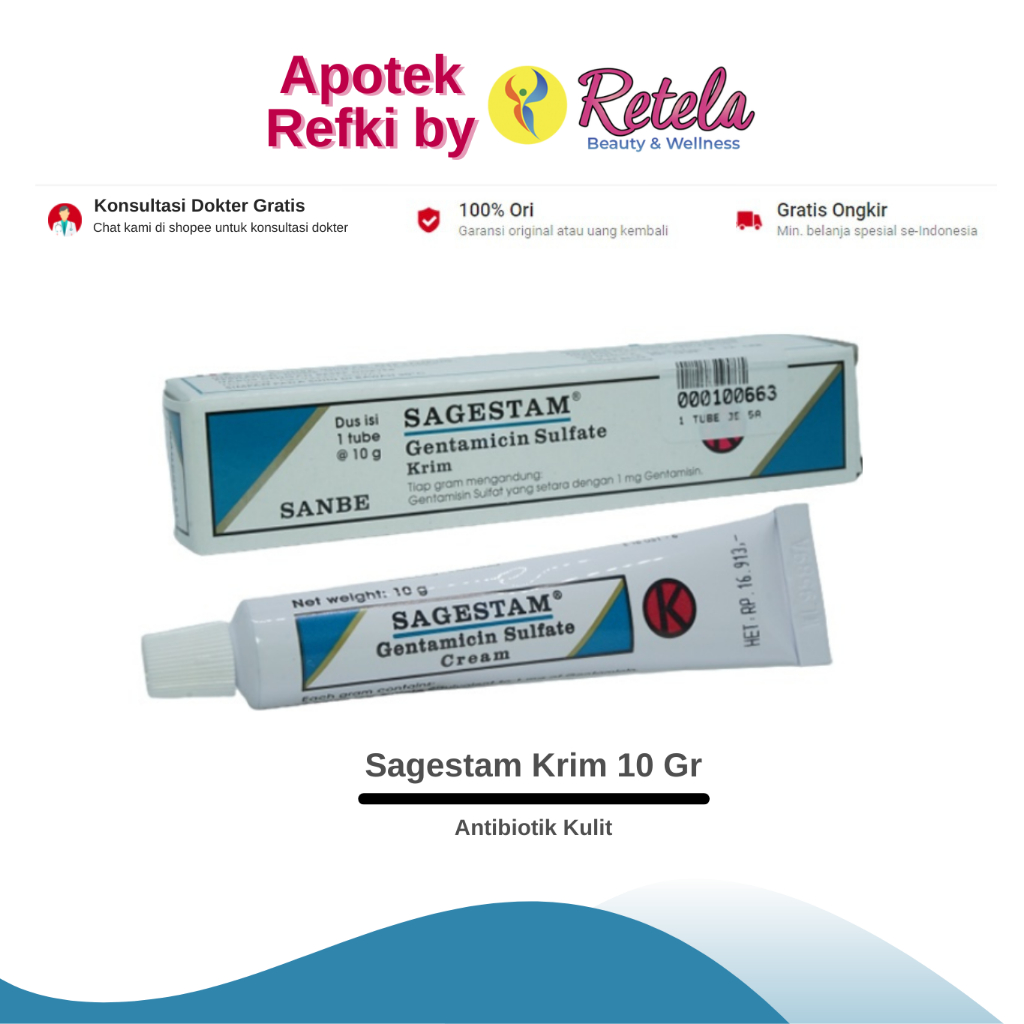 Sagestam Krim 10 Gr / Gentamicin Sulfate / Antibiotik Kulit