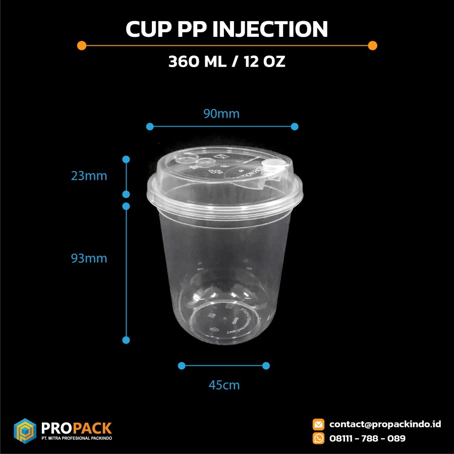 

Cup PP Injection 360ml 12oz Oval isi 25 pcs / Gelas Fore - Cheese Tea